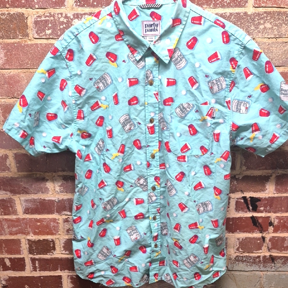 Party PANTS button Down Shirt College Shirt Beer Pingpo Fraternity Large